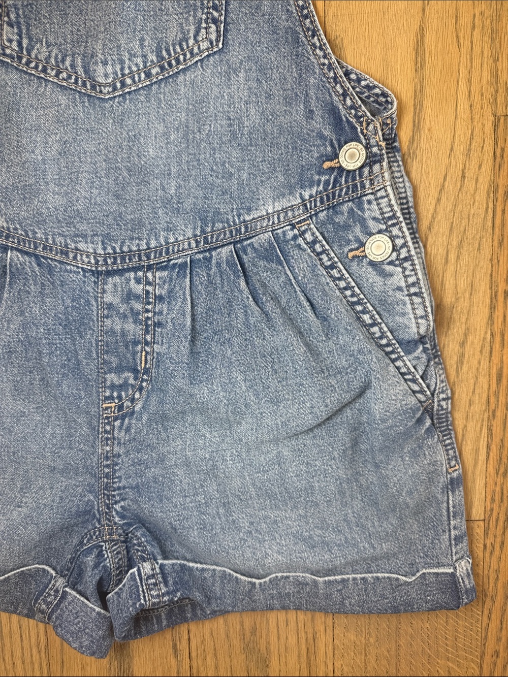 SO Girls' Blue Denim Shortall Pleated Overalls Size 10 - Picture 5 of 12